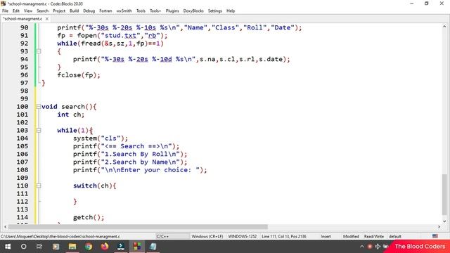School Management System Project in C Hindi | with Full Explanation | File handling in C Language