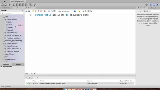 How to rename table in mysql workbench