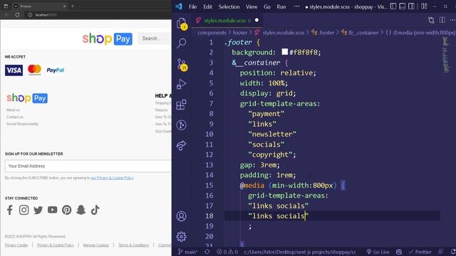 #16 FOOTER COMPONENT RESPONSIVE - BEST ECOMMERCE WEBSITE EVER WITH REACT JS NEXT JS 2023 смотреть онлайн