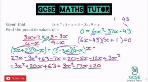 Solving Algebraic Fractions | Equivalent Ratios using Algebra | Grade 7-9 Series | GCSE Maths Tutor