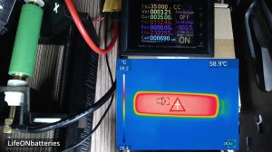 Murata VTC5A 35A discharge 75°C, разряд током 35А до 75°C 18650 vape test