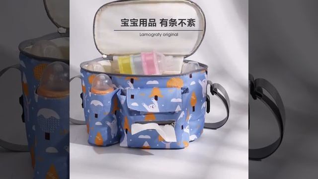 Большая сумка органайзер для детской коляски, держатель бутылки с мультипликационным принтом, смотреть онлайн