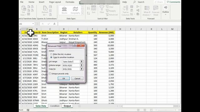 ADVANCED FILTER IN EXCEL