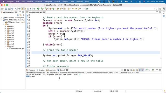 Java M09GA1P1 Big Power Table смотреть онлайн