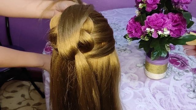 3D braid/hairstyle/объемная коса на резинке/ прическа на длинные волосы
