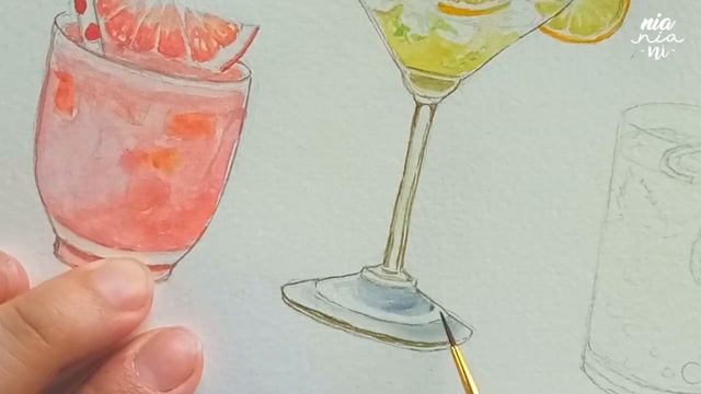 WATERCOLOR cocktail drinks // new year's resolution смотреть онлайн