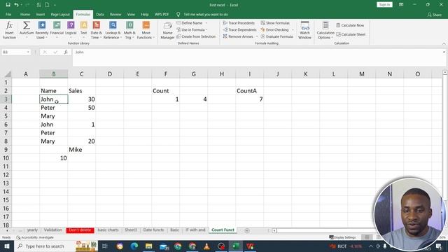 Day 18 - 90 days of Analytics : Excel Count Function