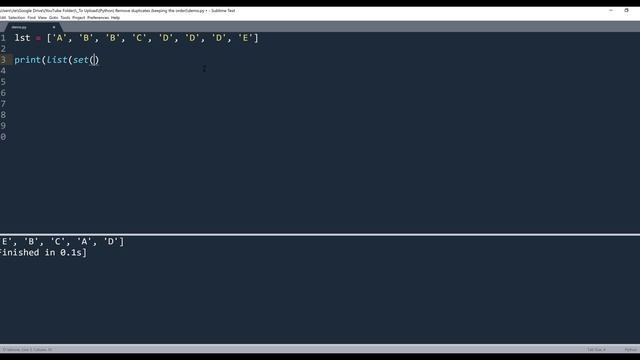 Python Tutorial | Remove Duplicate Items In A List While Maintaining The Items Order