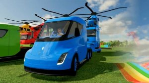 TRANSPORTING CARS, TRUCKS AND HELICOPTERS WITH TESLA SEMI TRUCKS - Farming Simulator 22