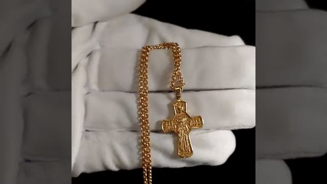 Православный женский крестик с распятием и Матроной Московской на цепочке плетения Шопард смотреть онлайн