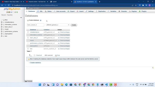 07 Laravel 9 Basic Tutorial (Laravel 9 Create Database and Connect Database)by NINJA WEB