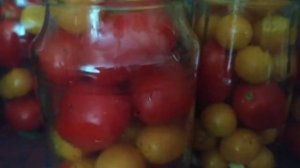 Закрываю маринованные помидоры с алычой