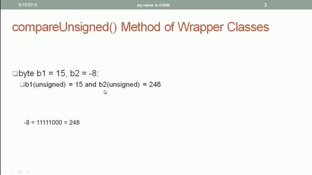 Wrapper Classes in Java | #58 | compareUnsigned() Method of Byte, Short, Integer and Long Classes
