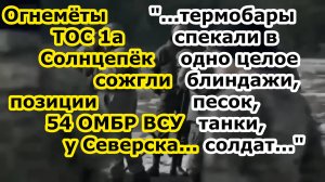 Огнемёты ТОС 1а Солнцепек сожгли на Украине позиции ПВД 54 ОМБР ЗСУ у Северска под Бахмутом в ДНР