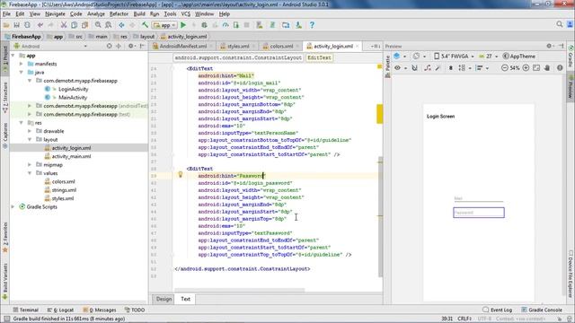 Firebase Tutorial Part 1: Project Setup & login Screen Design | Android Studio Tutorial