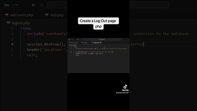 Create a log Out page in php