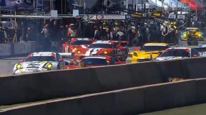 Porsche, Ferrari, and Corvette Wreck on Pit Road - 2014 TUDOR Championship