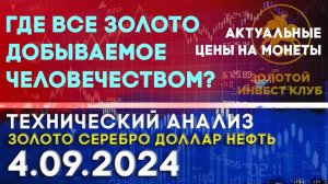 Где все золото добываемое человечеством? Анализ рынка золота, серебра, нефти, доллара 04.09.2024