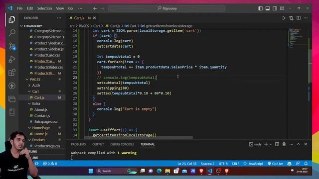 React JS Project Building: Add to Cart Functionality & Cart Section #2 - Grocery Store