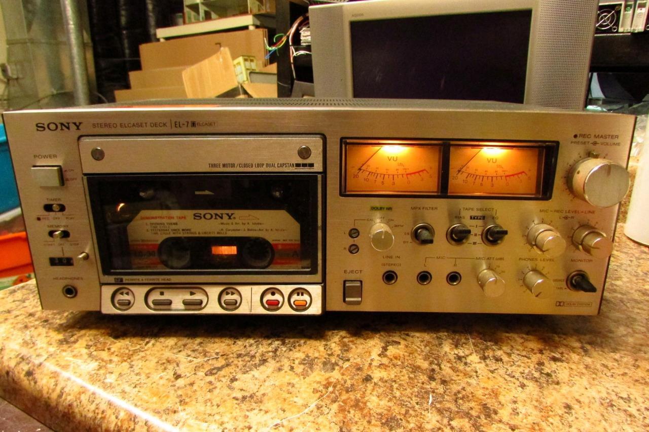 Винтажная стереосистема Sony El-7 с 3 головками ELCASET DECK плюс 2  кассеты-ЯПОНИЯ-1976-год