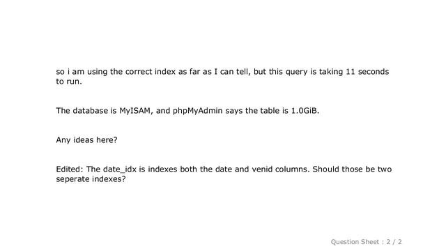 MySQL : Mysql performance on 6 million row table