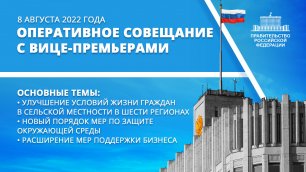 Оперативное совещание с вице-премьерами 8 августа 2022 года