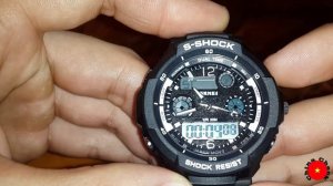 Часы Skmei S-Shock 0931 обзор, настройка, проверка на водонепроницаемость.