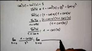 Démonstration de la limite trigonométrique : LIMx-o de (1-cosx)/x²=1/2