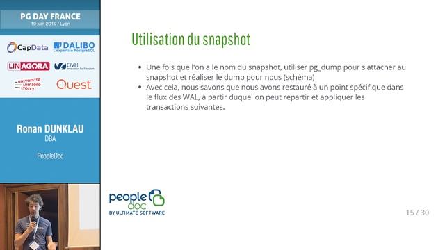 PG Day France 2019 : Construire un système de réplication logique - Ronan Dunklau смотреть онлайн