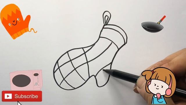 How To Draw Mitten | Bolalar uchun qo'lqop rasm chizish | рисование варежки для детей смотреть онлайн