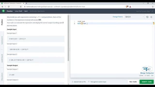 Learn How to Solve Hacker Rank Competitive Prog Linux Shell Bash Script  #009 Arithmetic Operations