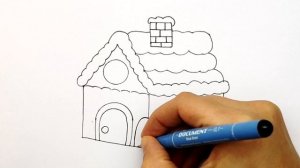 Рисунок на новый Год 2020 - 2021. Как нарисовать заснеженный Новогодний Дом Деда мороза. #331