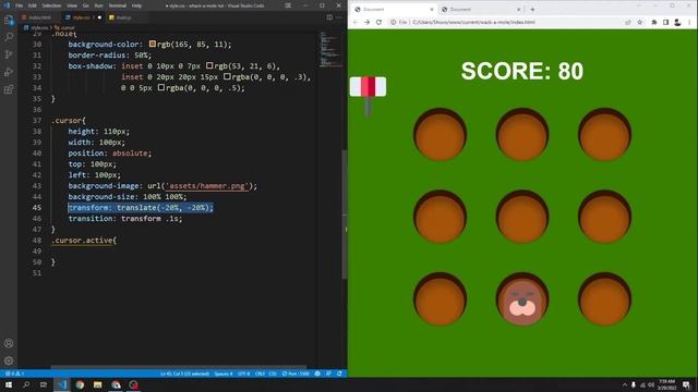 Whack-A-Mole Game - HTML, CSS, and JavaScript