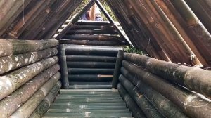 Building warm Bushcraft and comfortable dugout . survival shelter camping