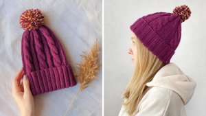 Простая шапка спицами со жгутами | Вязание спицами для начинающих