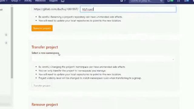 Rename and Delete Project on gitlab смотреть онлайн