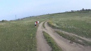 Bike ride on a field / nice summer evening