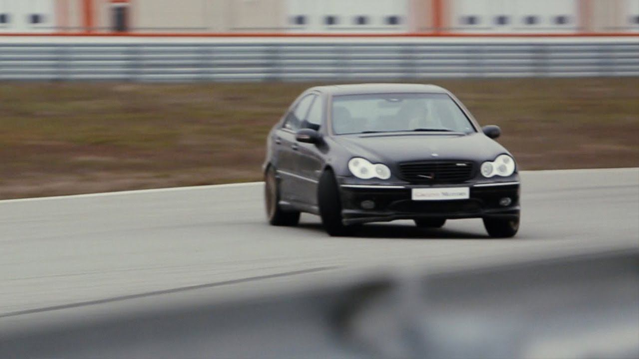 Боком на Mercedes W203 C55 AMG Kompressor на треке смотреть онлайн