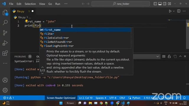 Python Training | Learn Full PYTHON Course for Beginners | Python Course  Day 2 |   English batch