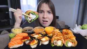 Последний отпуск ТРУ КРАЙМ МУКБАНГ роллы суши с лососем и угрем mukbang true crime