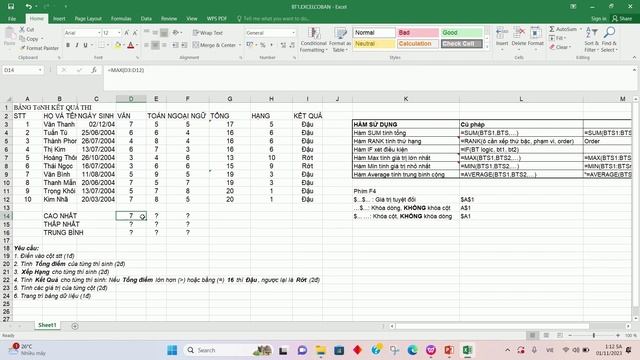 EXCEL CƠ BẢN - TIN HỌC ĐẠI CƯƠNG (BÀI TẬP 1- CÓ HƯỚNG DẪN) смотреть онлайн