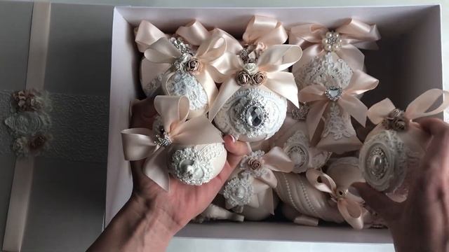 Ёлочные игрушки. Обзор набора в цвете пудра. Новогодние украшения.