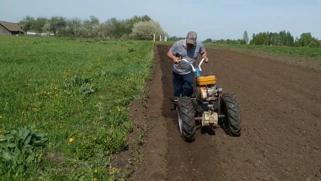 ВСПАШКА ЗЕМЛИ и НАРЕЗАНИЕ ГРЕБНЕЙ под КАРТОШКУ мотоблоком НЕВА