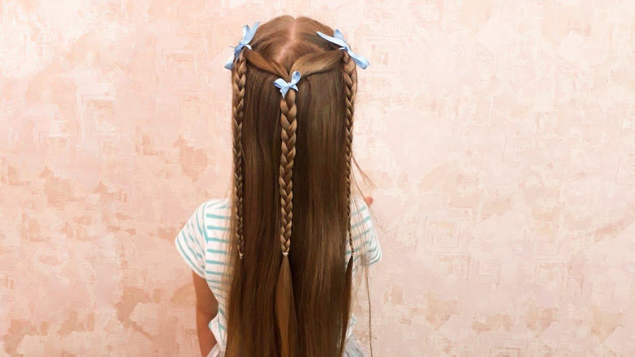 Косички для дочки на распущенные волосы.