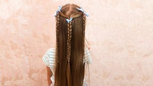 Косички для дочки на распущенные волосы.