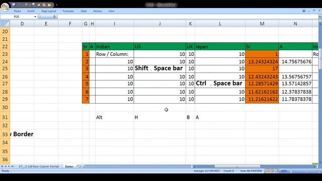 Excel Basic Topic EBT   0.2  Cell, Row, Column   Formatting