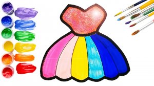 Рисуем красивое радужное платье, с блёстками.