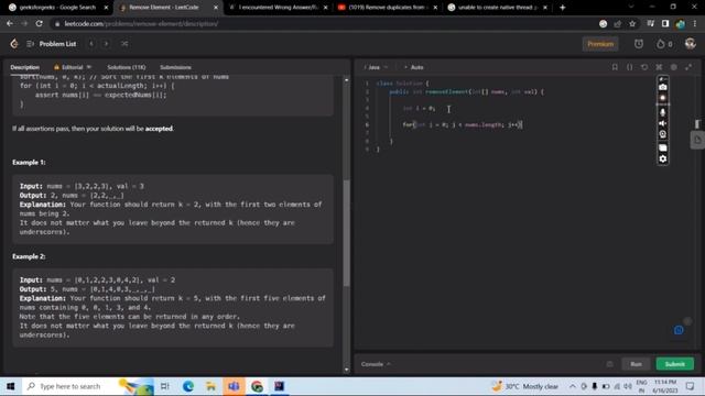 Remove Element In Java | LeetCode Problem | Competitive Programming | The Advent