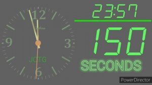 JCTG 5 Minutes (300 Seconds) Countdown into Midnight from 23:55 to 00:00 with music clock timer.