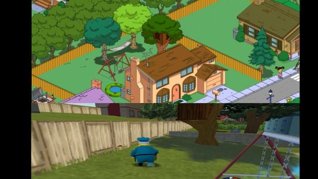 Simpsons Hit and Run Map in Springfield Tapped Out 2003 vs 2022. Сравнение города из разных игр !